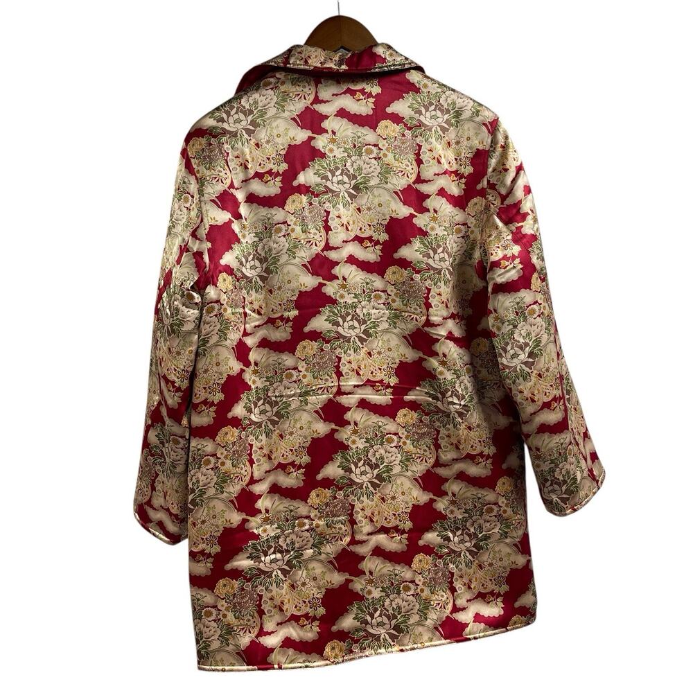 Carol Cohen Studio 100% Silk Jacket Reversible Red Floral Quilted S - Picture 8 of 9